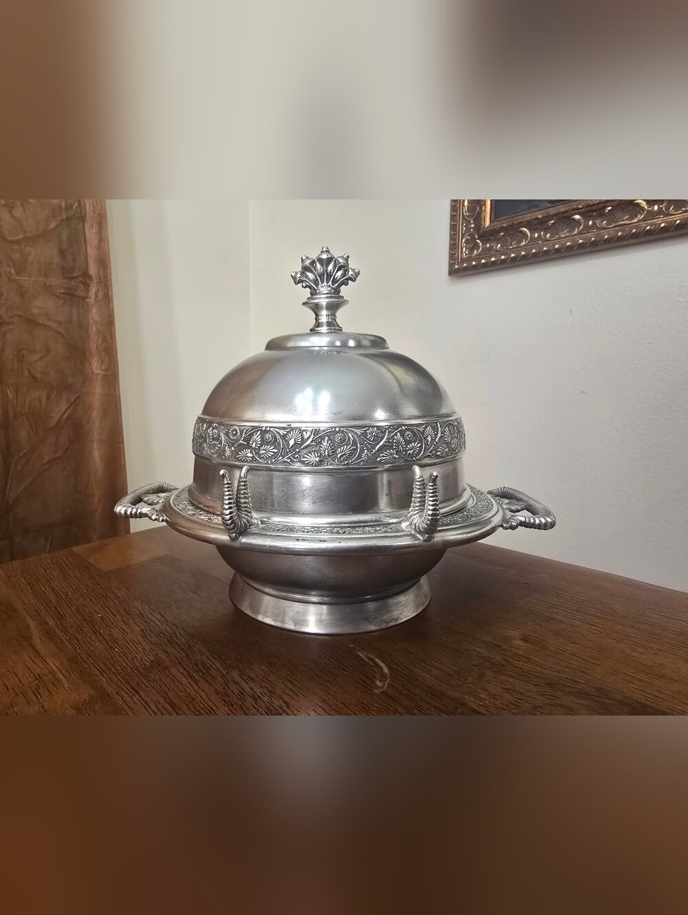 The Antique Middletown Plate Co Quadruple Silverplate Dome Butter Dish With Line